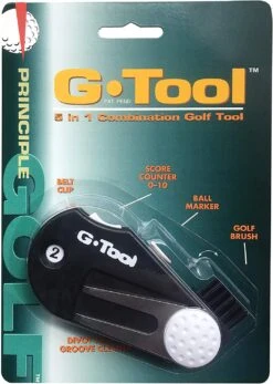 G-Tool 5-In-One Club Brush, Divot Tool, Score Counter, Ball Marker Holder, And Groove Cleaner