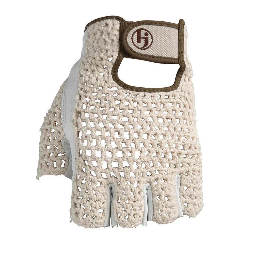 HJ Golf Half Finger Cotton Knit & Leather Gloves 4 HJ Golf Half Finger Cotton Knit & Leather Gloves - Image 2