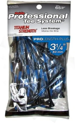 Pride Professional Tee System ProLength Golf Tees -Golfcore Store PTS ProLength Black Blue 3.25 Titanium Strength 65ct
