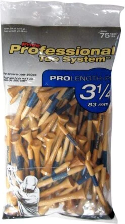 Pride Professional Tee System ProLength Golf Tees -Golfcore Store PTS ProLength Natural Wood Yellow 3.25 75ct