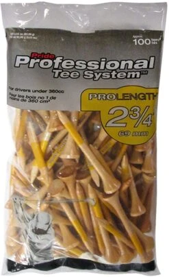 Pride Professional Tee System ProLength Golf Tees -Golfcore Store PTS ProLength Natural Yellow 2.75 100