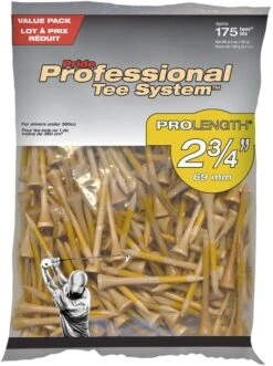 Pride Professional Tee System ProLength Golf Tees -Golfcore Store PTS ProLength Natural Yellow 2.75 175