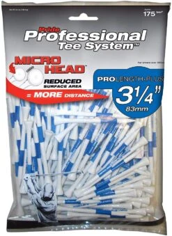 Pride Professional Tee System ProLength Golf Tees -Golfcore Store PTS ProLength White Blue 3.25 135ct Micro Head