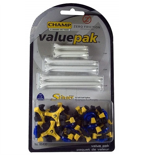 Champ Tri-Lok Spikes With Zero Friction Tees Value Pack 3 Champ Tri-Lok Spikes With Zero Friction Tees Value Pack