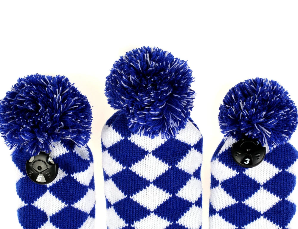 Volf Golf Knit Blue White Diamond Headcover Set 8 Volf Golf Knit Blue White Diamond Headcover Set - Image 6