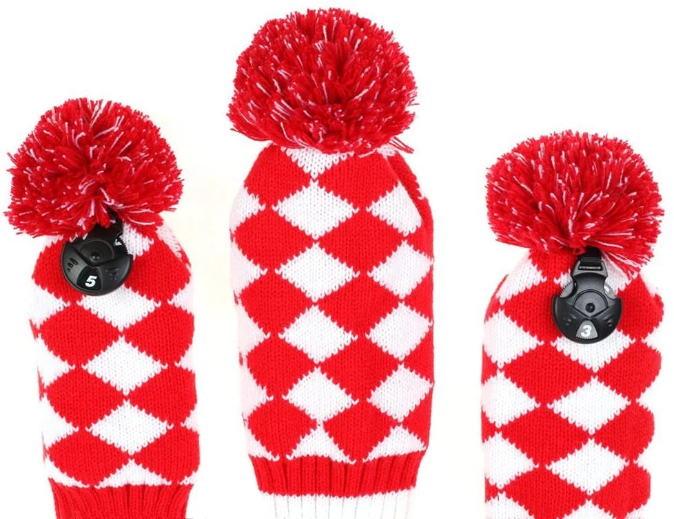 Volf Golf Knit Red White Diamond Headcover Set 4 Volf Golf Knit Red White Diamond Headcover Set - Image 2