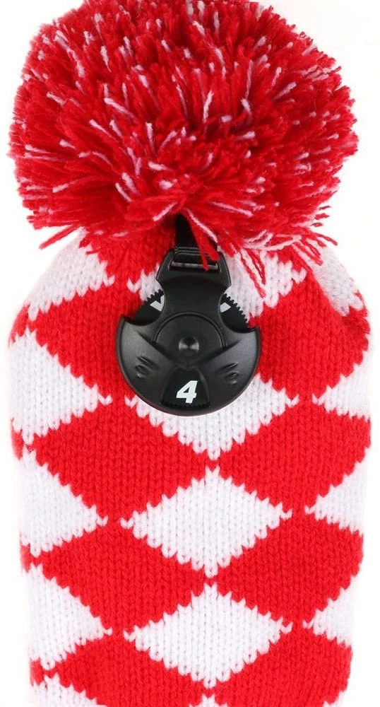Volf Golf Knit Red White Diamond Headcover Set 6 Volf Golf Knit Red White Diamond Headcover Set - Image 4