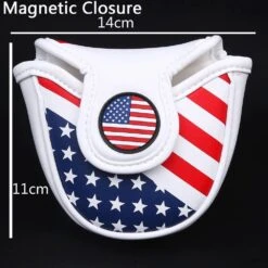 Volf Golf Red White Blue Synthetic Leather USA Mallet Putter Cover -Golfcore Store VolfGolfHeadcovers USAMalletPutter1