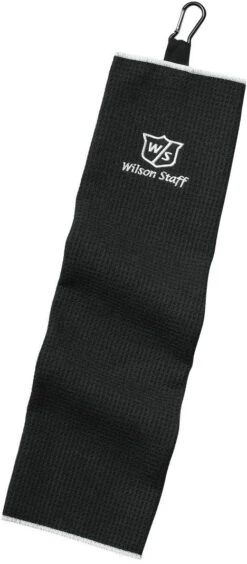 Wilson Staff Microfiber Trifold Golf Towel 16" X 21" Black 8 Wilson Staff Microfiber Trifold Golf Towel 16" X 21" Black -Golfcore Store WIlson TriFold Towel Black