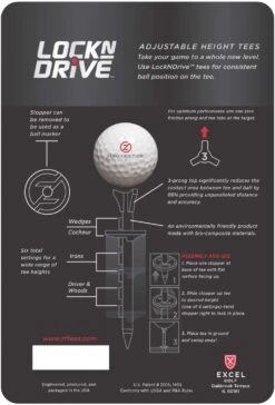 Zero Friction Lock N Drive 3-Prong Golf Tees (3-1/4 Inch, White, Pack Of 18) -Golfcore Store Zero Friction Lock N Drive 2